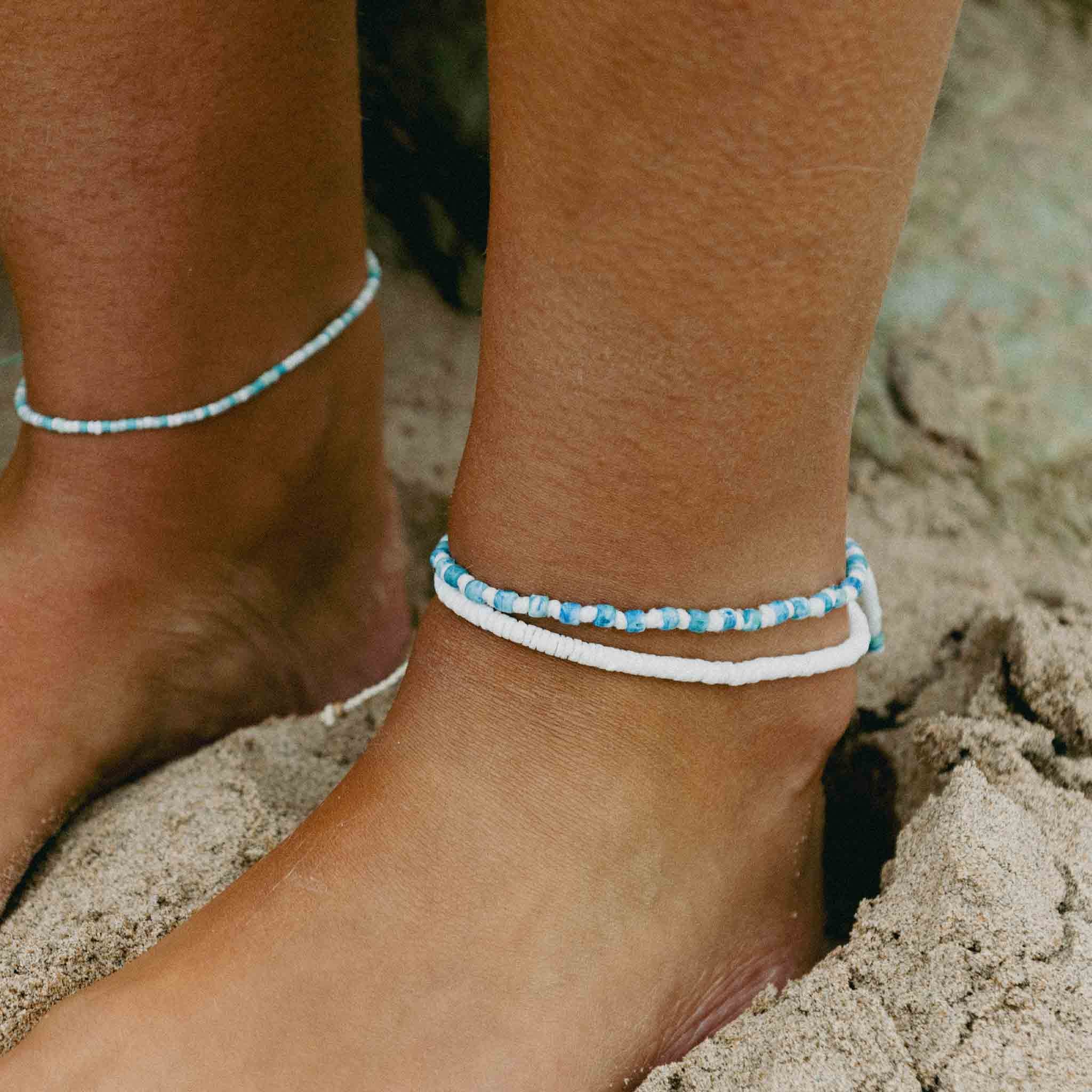 Pineapple Island Padangbai Puka Shell Anklet - White