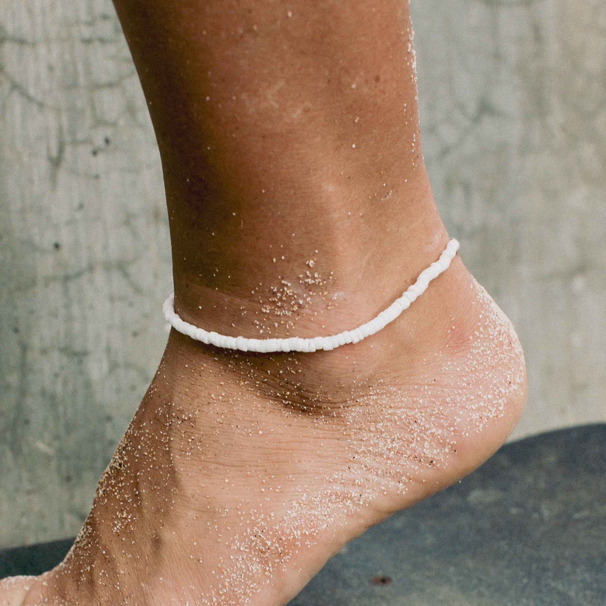 Pineapple Island Padangbai Puka Shell Anklet - White
