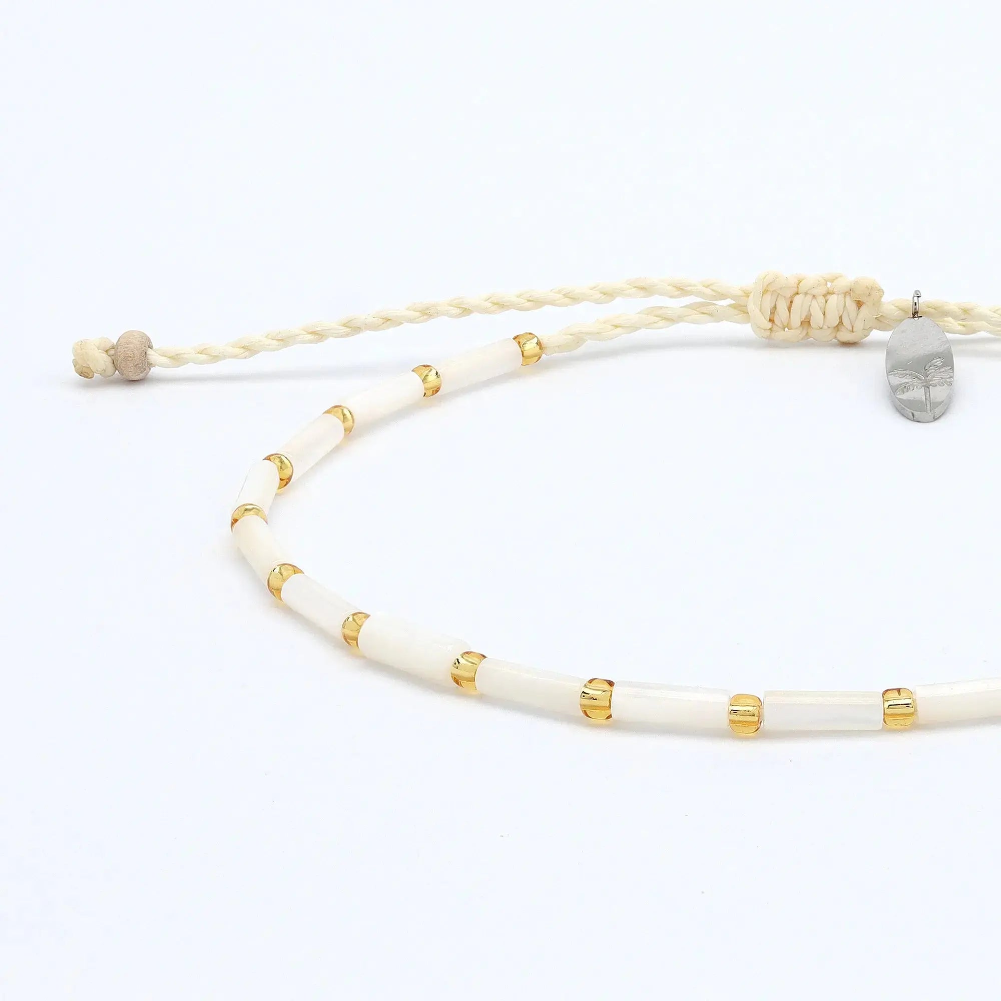 Pineapple Island Cahaya Mother of Pearl Beaded Bracelet - Cream/Gold