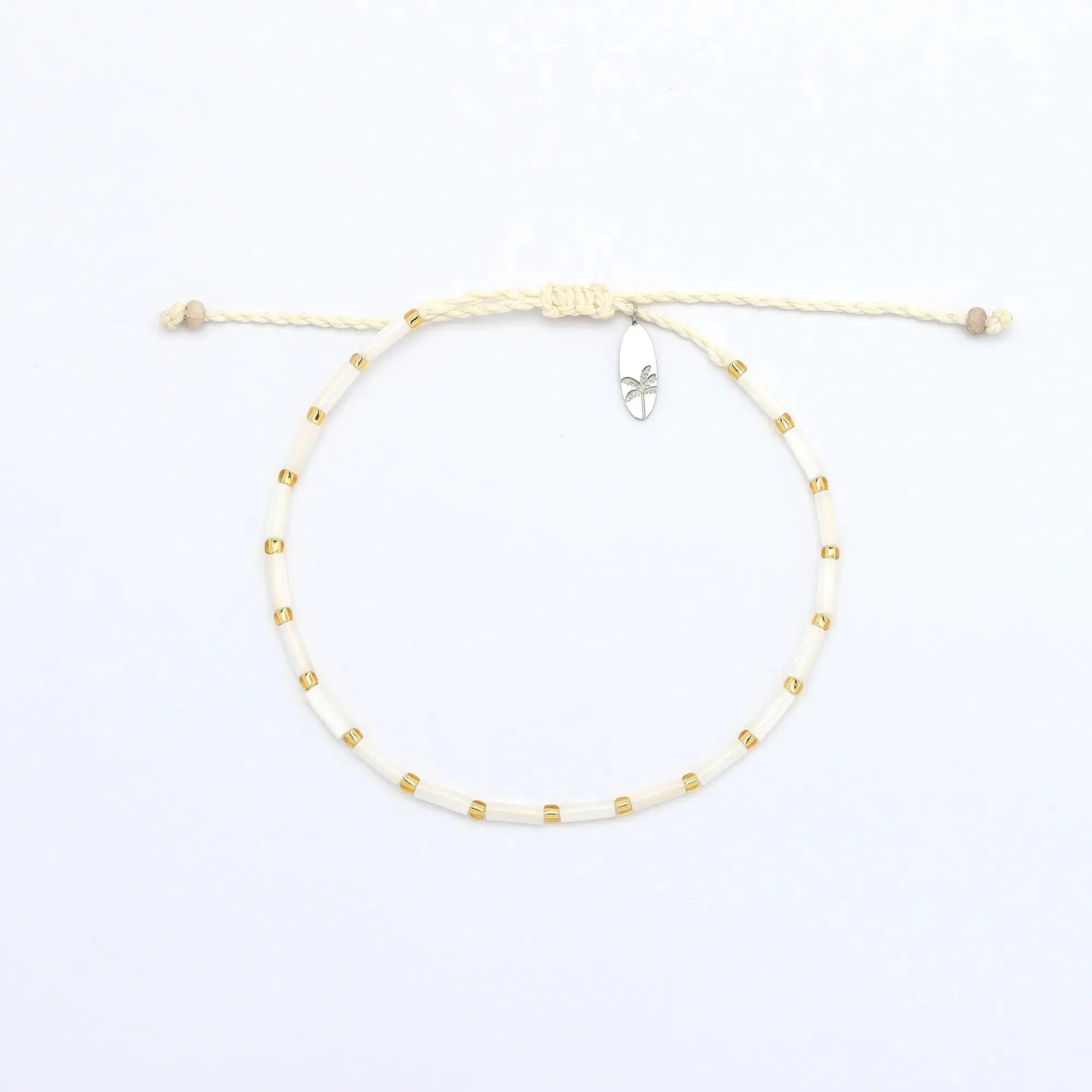 Pineapple Island Cahaya Mother of Pearl Beaded Bracelet - Cream/Gold