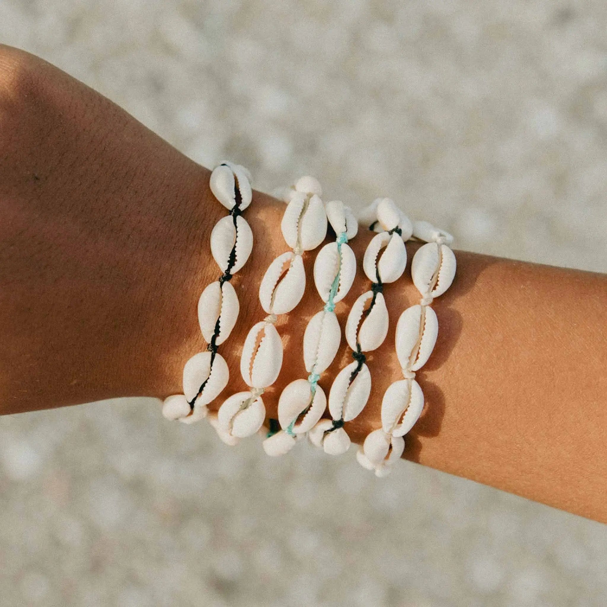 Pineapple Island Livadi Cowrie Shell Surf Bracelet - Cream