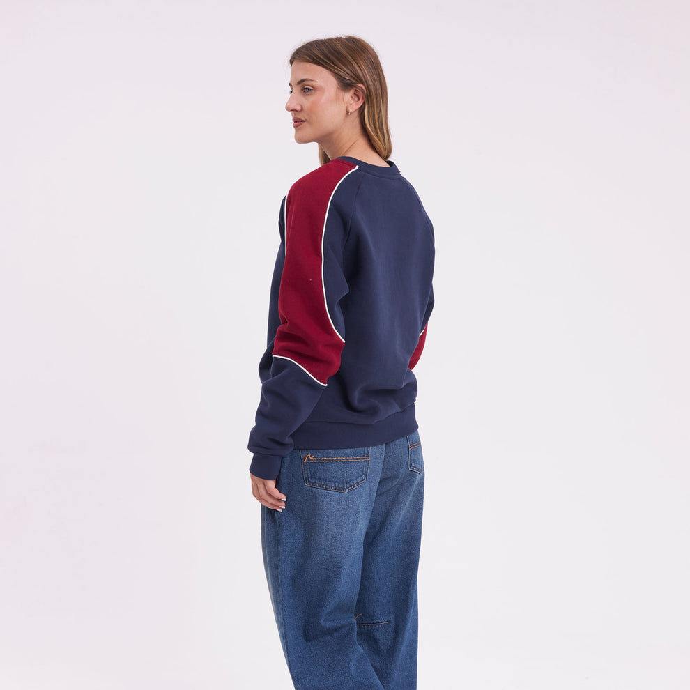 Rusty Womens South Of The River Oversized Crewneck Sweatshirt - Navy/Red