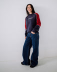 Rusty Womens South Of The River Oversized Crewneck Sweatshirt - Navy/Red
