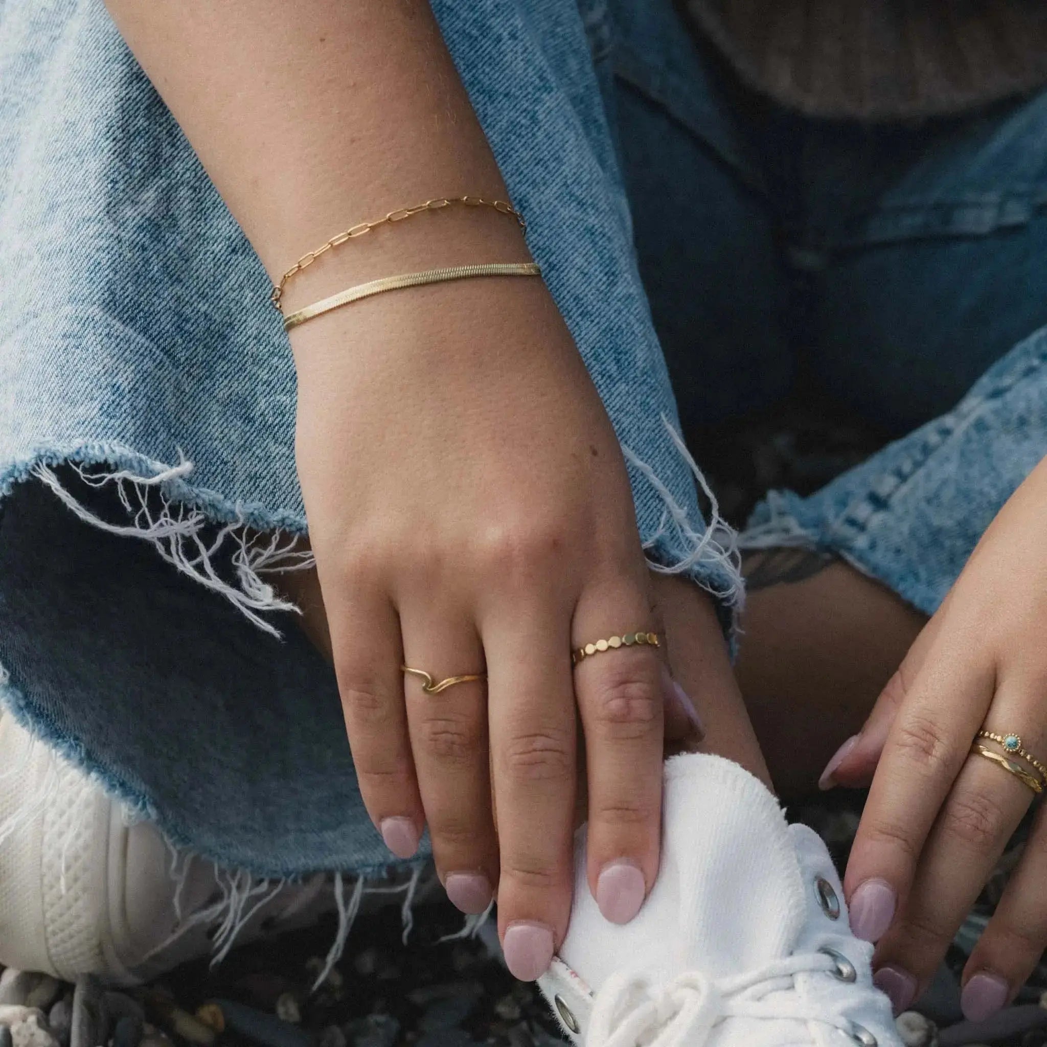 Pineapple Island Herringbone Waterproof Bracelet - Gold