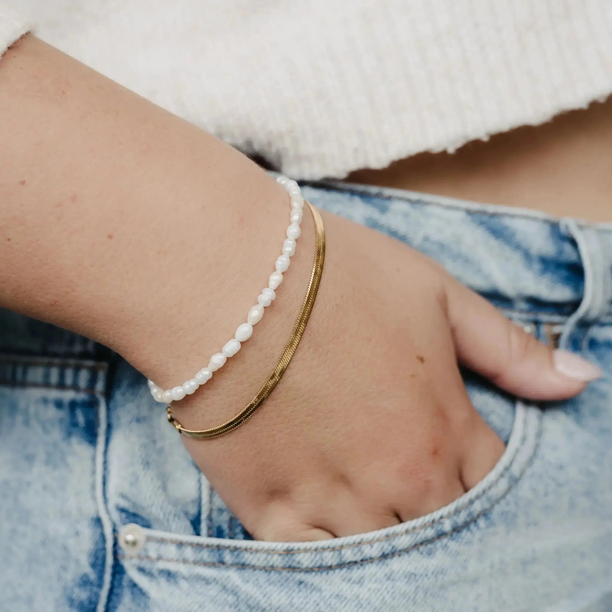Pineapple Island Herringbone Waterproof Bracelet - Gold