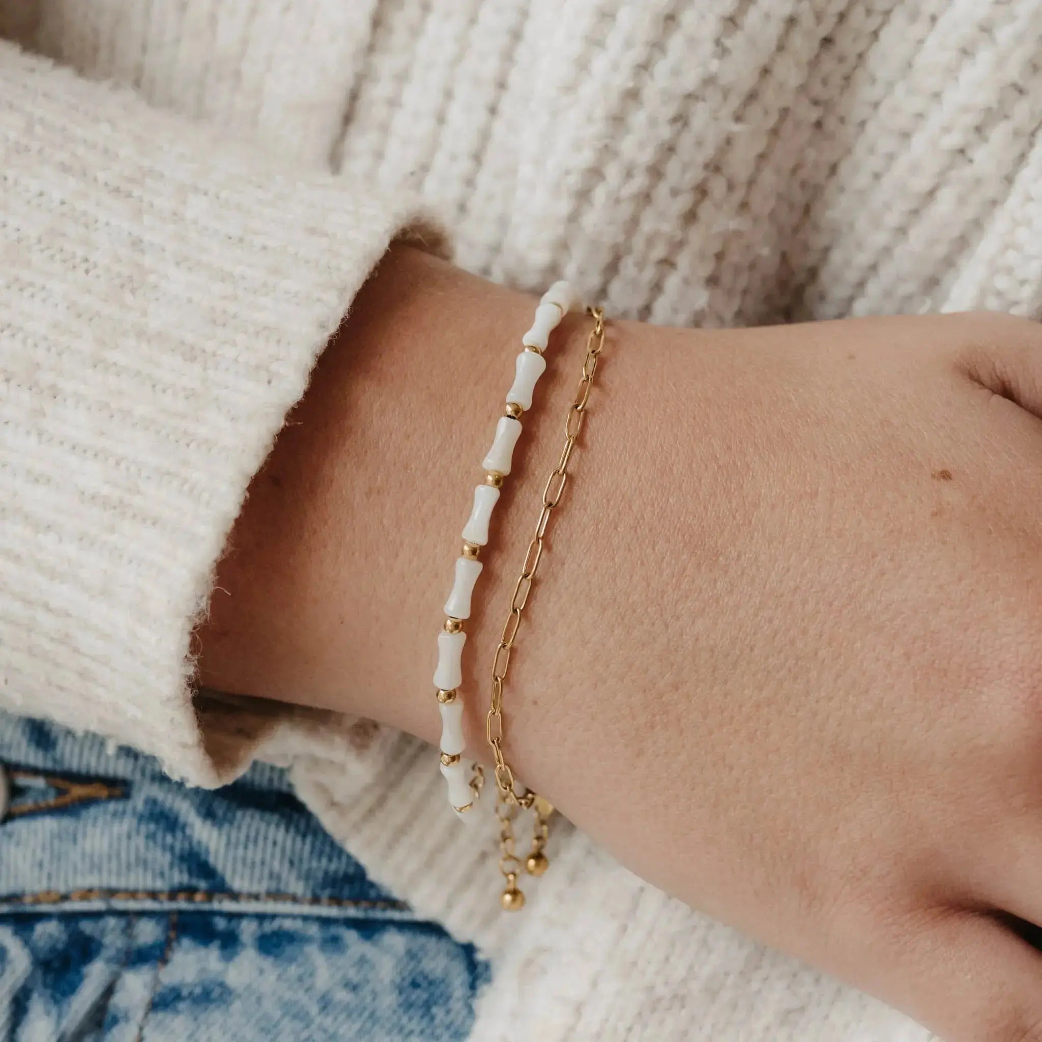 Pineapple Island Mother of Pearl Waterproof Bracelet - Gold