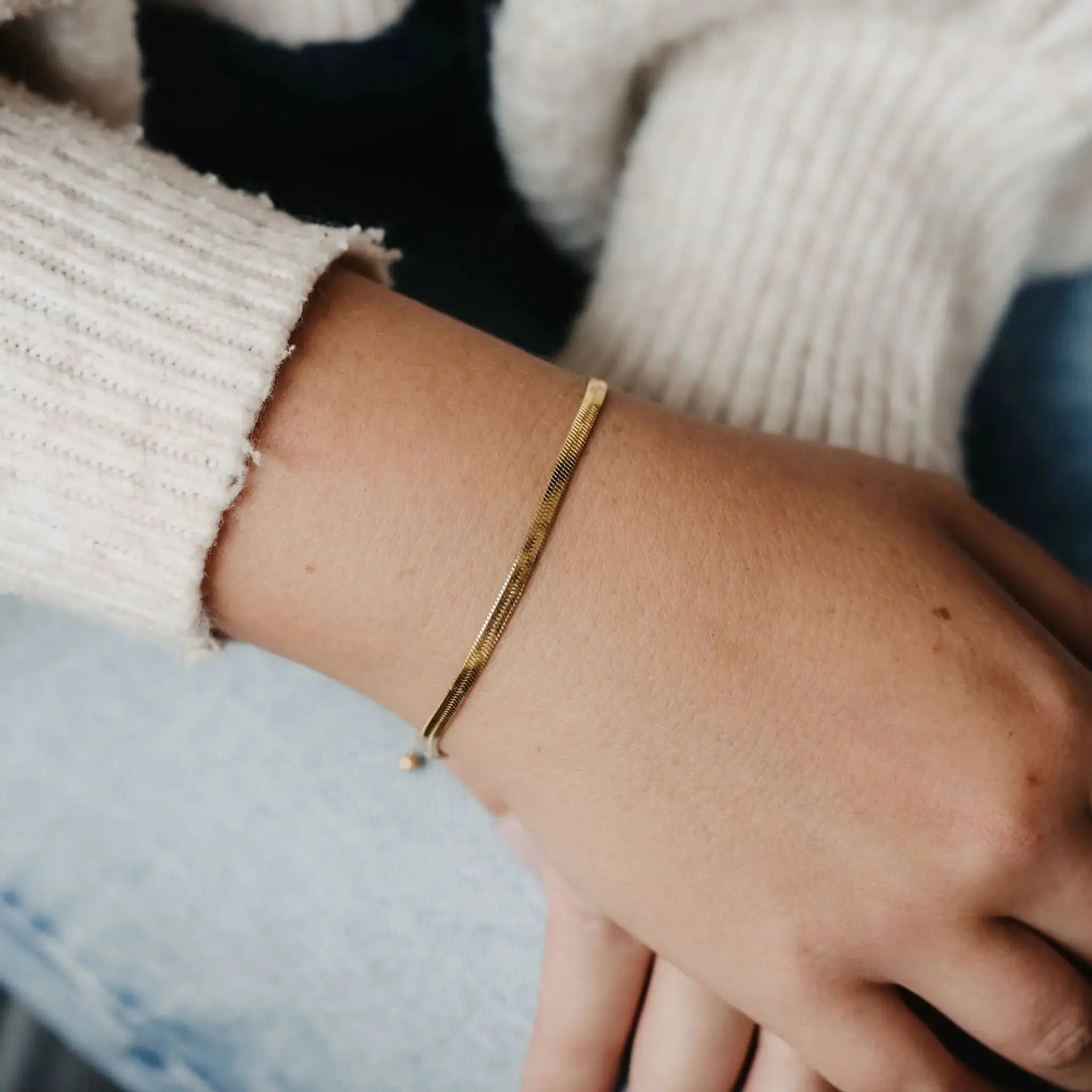 Pineapple Island Herringbone Waterproof Bracelet - Gold