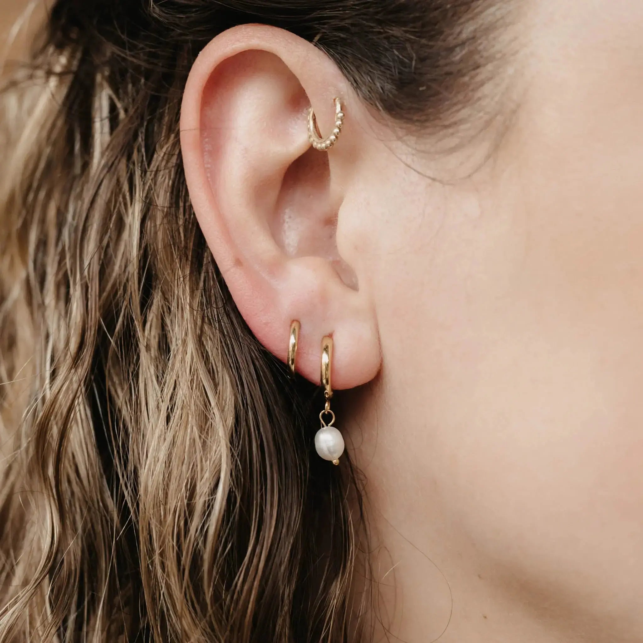 Pineapple Island Tiny Huggie Hoop Waterproof Earrings - Gold