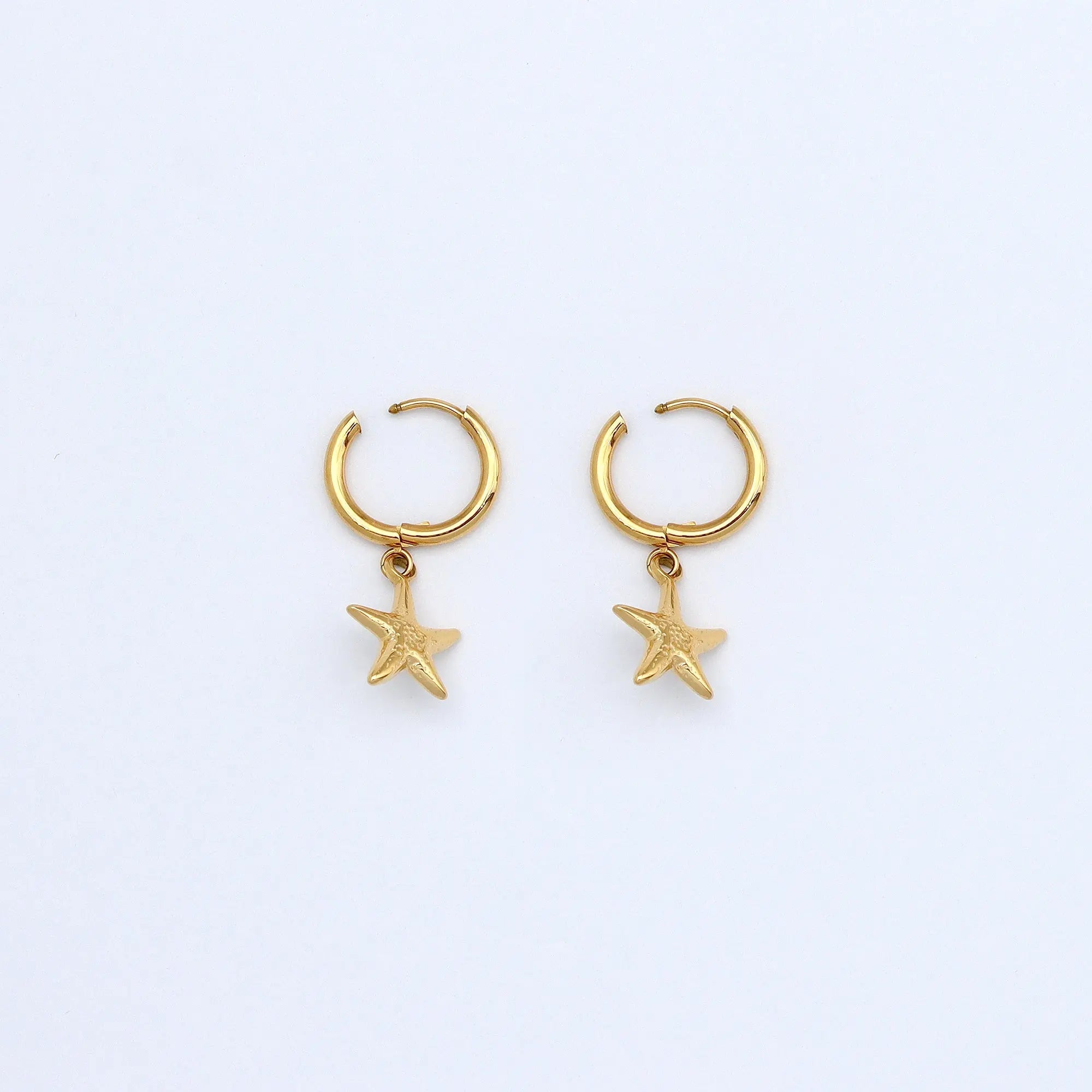 Pineapple Island Starfish Hoop Waterproof Earrings - Gold