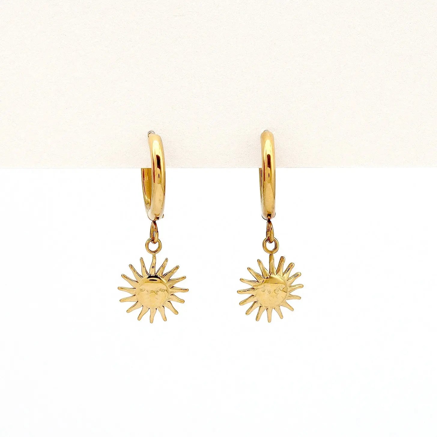 Pineapple Island Sun Hoop Waterproof Earrings - Gold