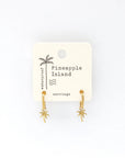 Pineapple Island Palima Tree Charm Waterproof Earrings - Gold