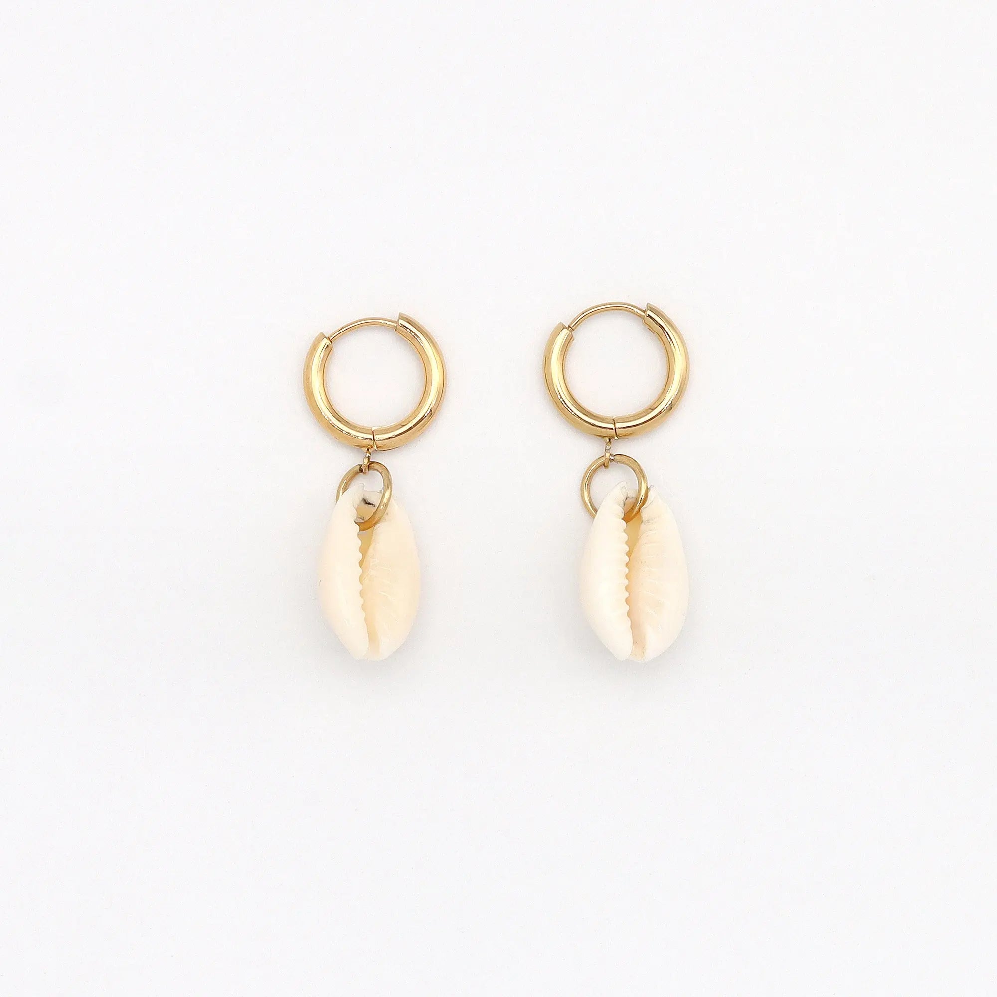 Pineapple Island Cowrie Shell Waterproof Hoop Earrings