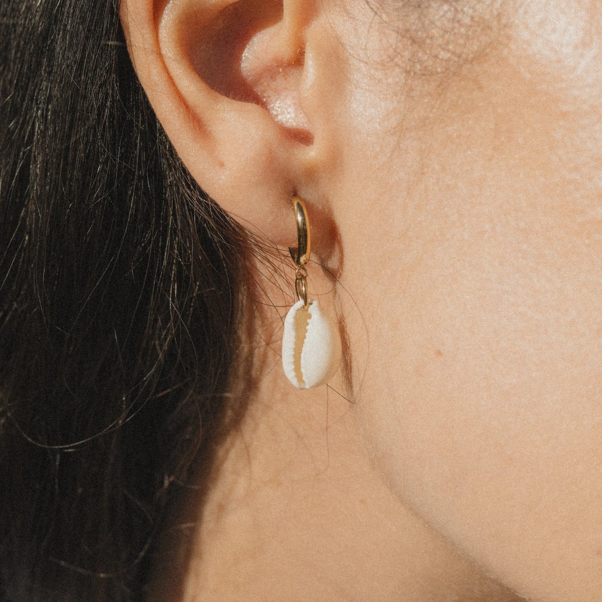 Pineapple Island Cowrie Shell Waterproof Hoop Earrings