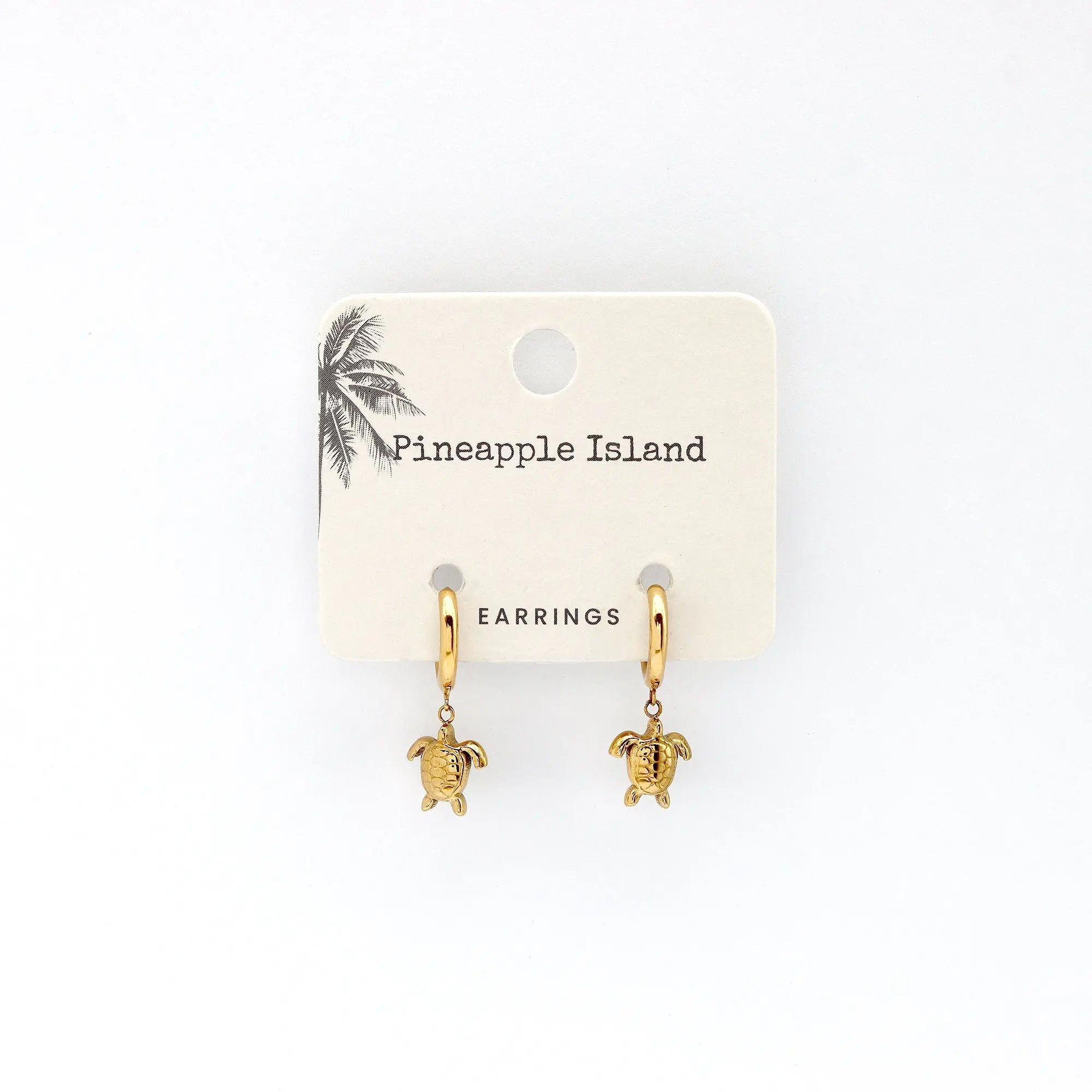 Pineapple Island Turtle Waterproof Hoop Earrings