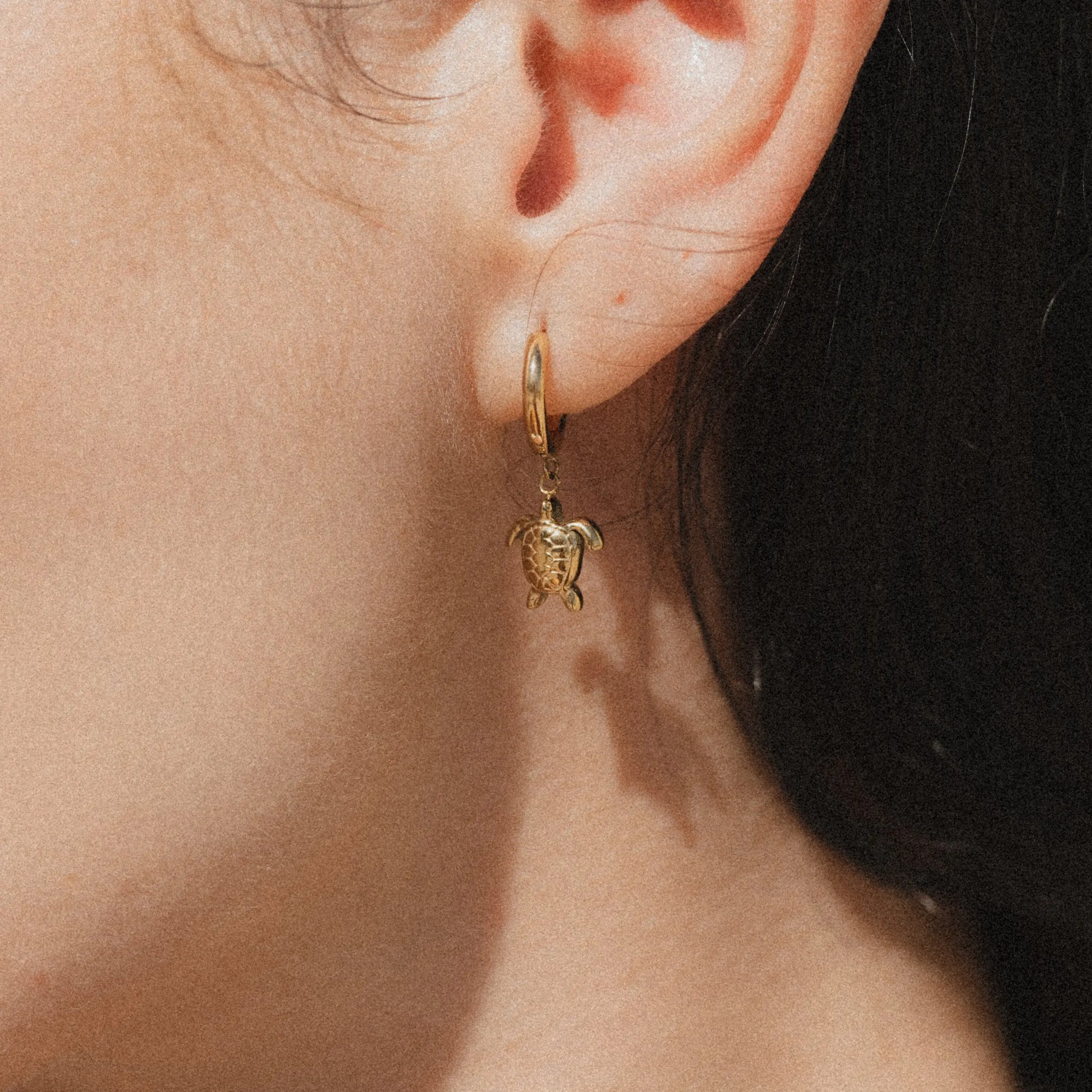 Pineapple Island Turtle Waterproof Hoop Earrings