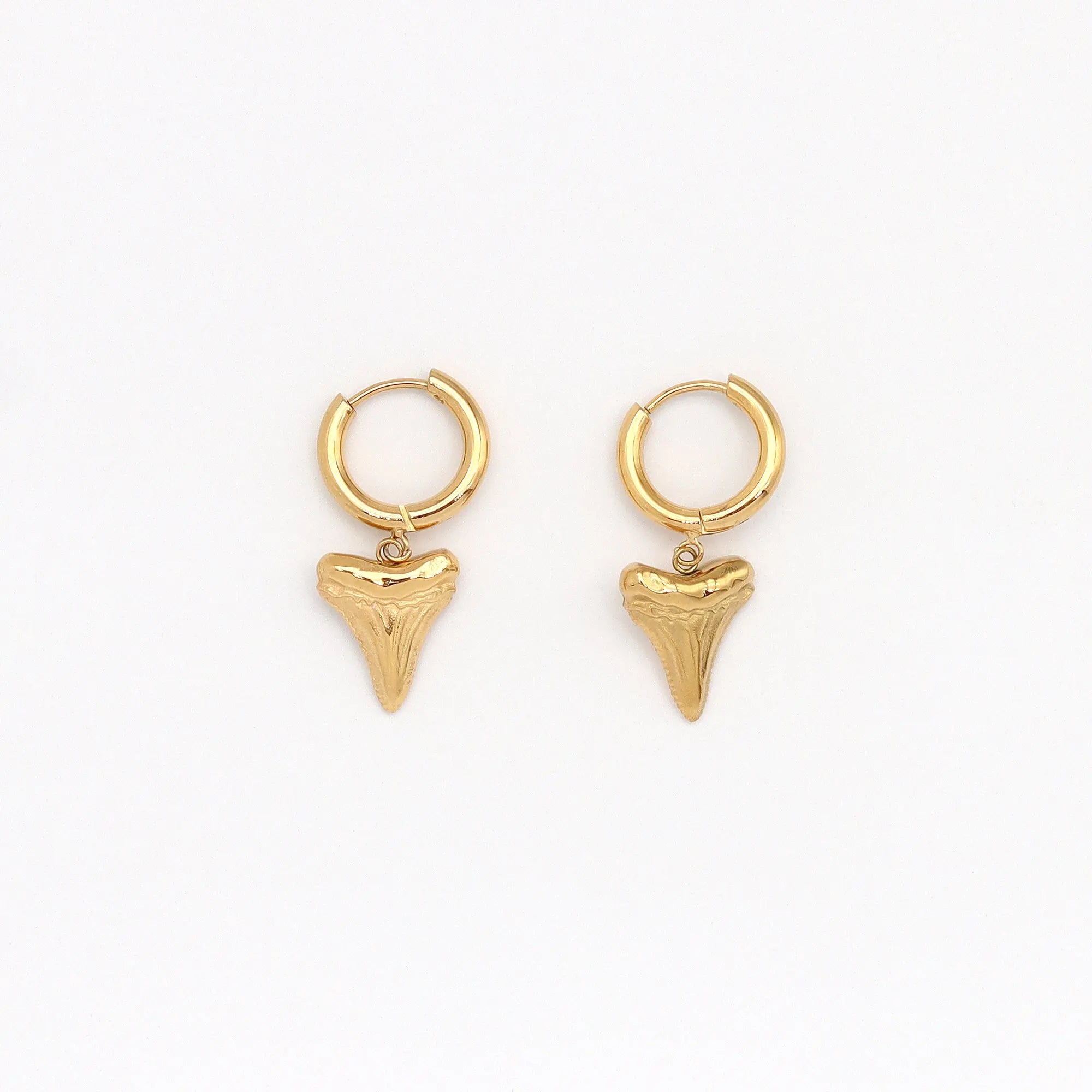 Pineapple Island Shark Tooth Waterproof Hoop Earrings