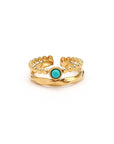 Pineapple Island Turquoise Stone Double Ring - Gold