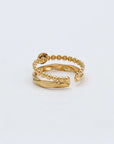 Pineapple Island Turquoise Stone Double Ring - Gold