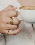 Pineapple Island Turquoise Stone Double Ring - Gold