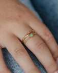 Pineapple Island Turquoise Stone Double Ring - Gold