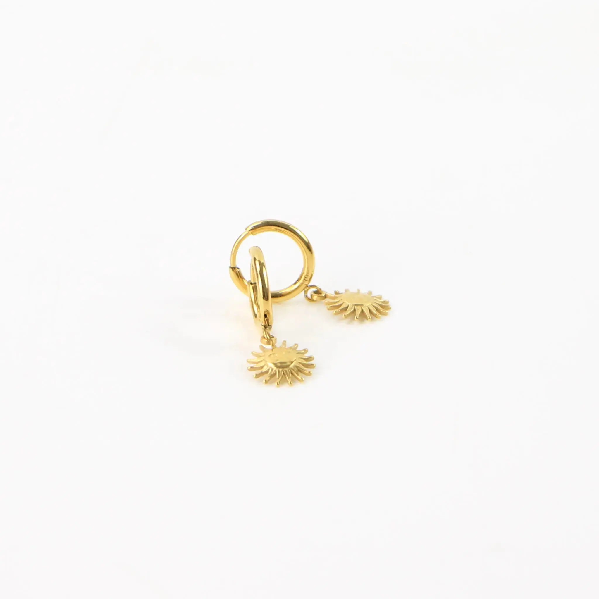 Pineapple Island Sun Hoop Waterproof Earrings - Gold