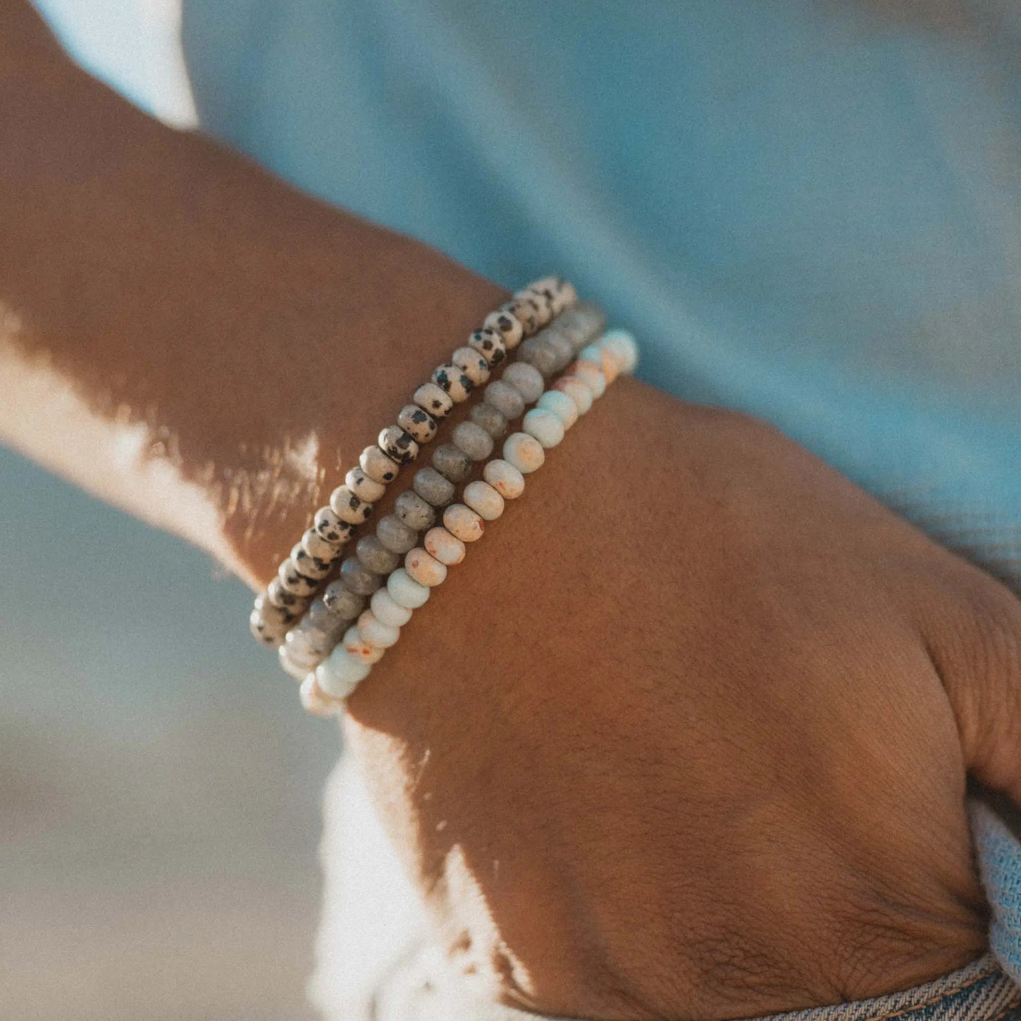Pineapple Island Alami Elastic Gemstone Bracelet - Dalmation Jasper