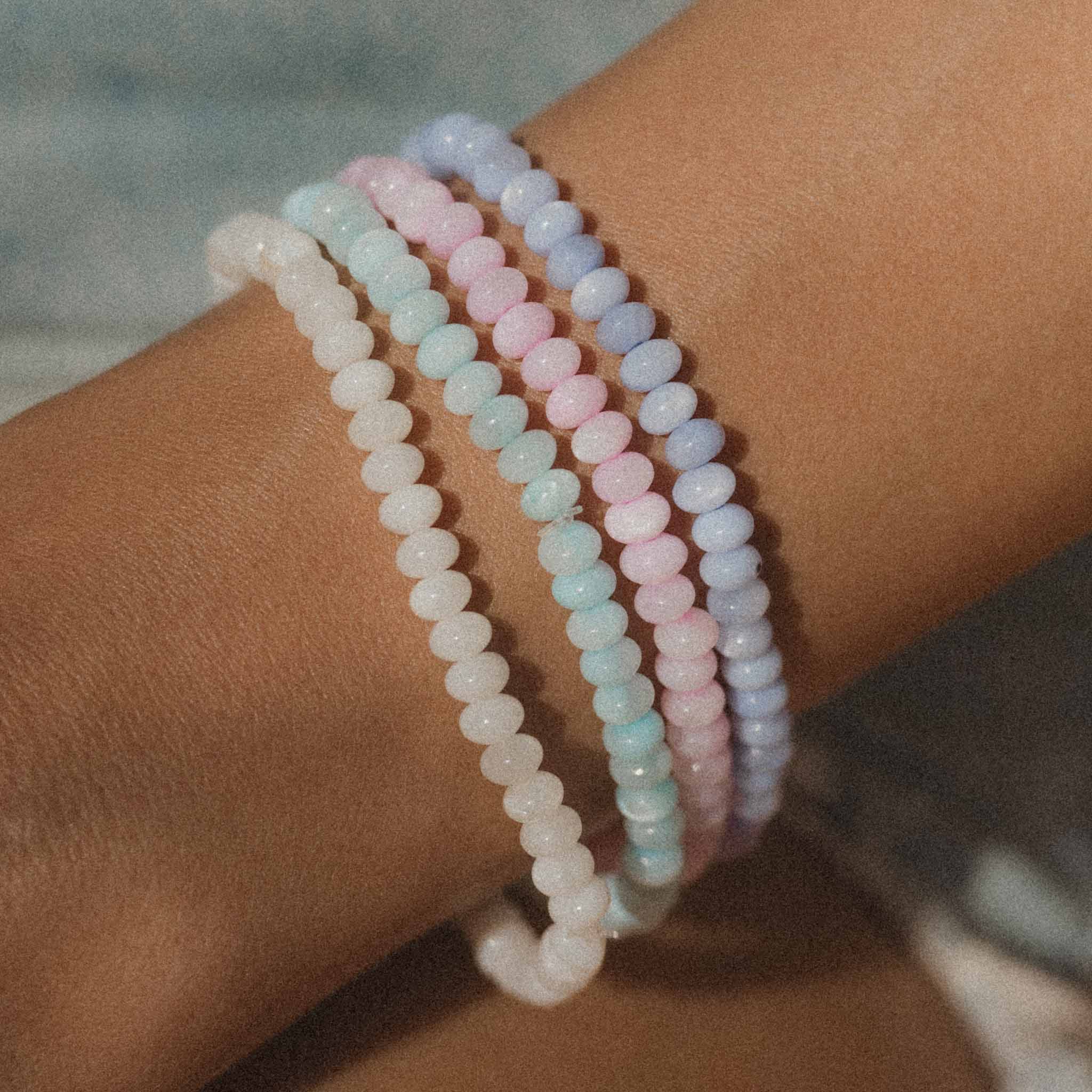 Pineapple Island Momi Mother of Pearl Elasticated Bracelet - Pale Blue