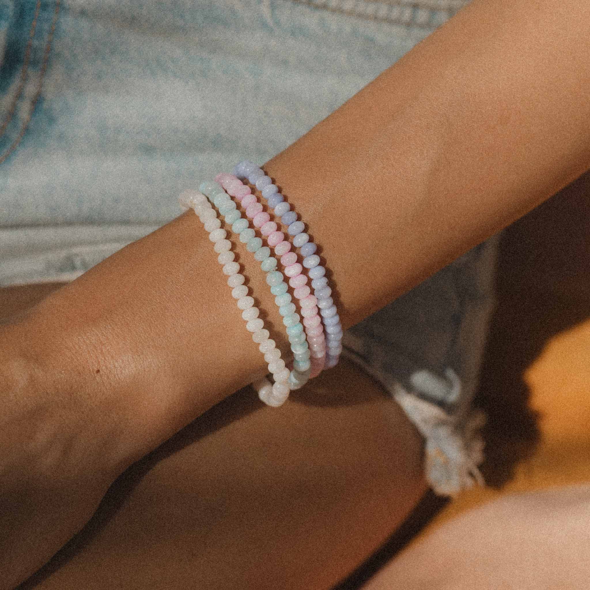 Pineapple Island Momi Mother of Pearl Elasticated Bracelet - Pale Blue