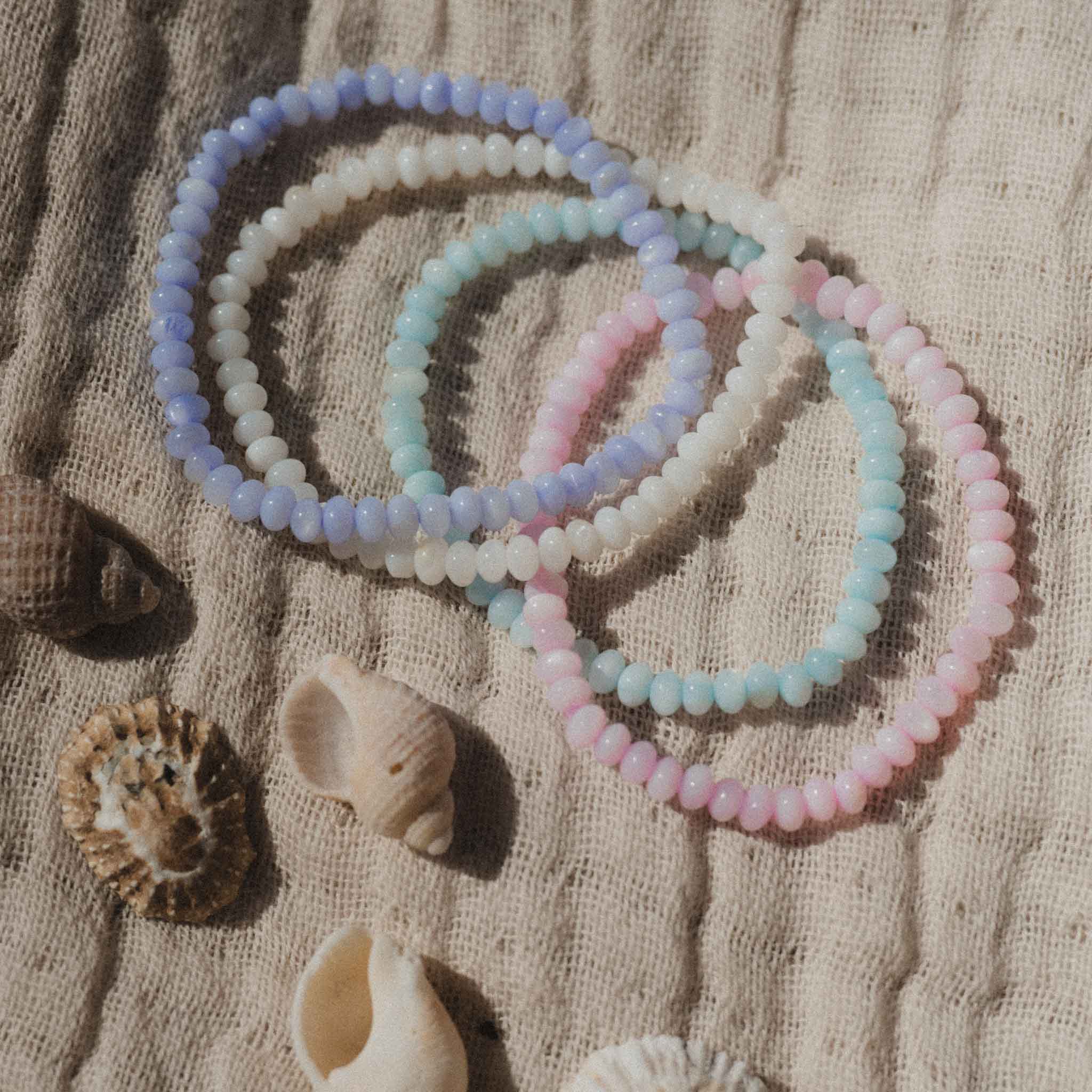 Pineapple Island Momi Mother of Pearl Elasticated Bracelet - Pale Blue