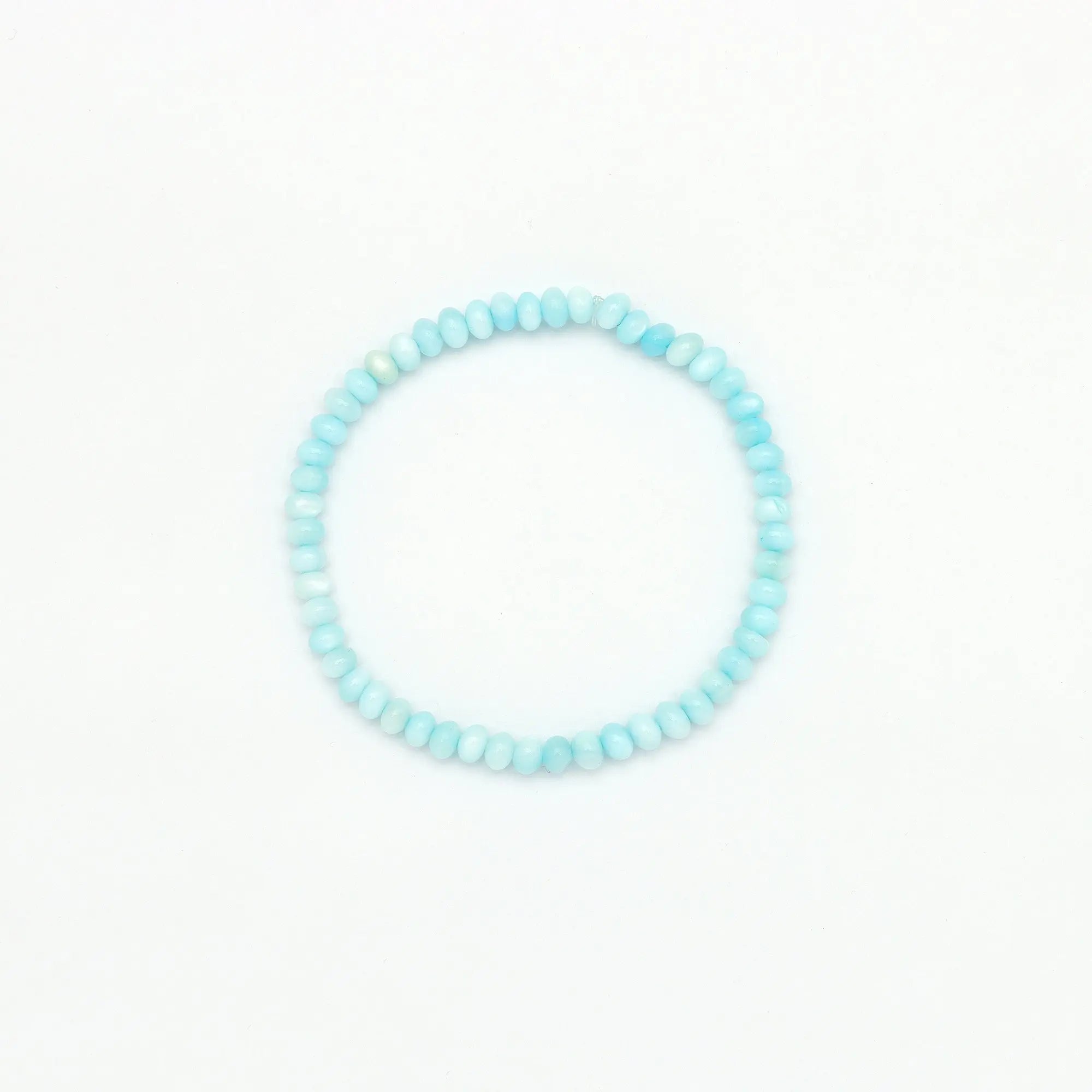 Pineapple Island Momi Mother of Pearl Elasticated Bracelet - Pale Blue