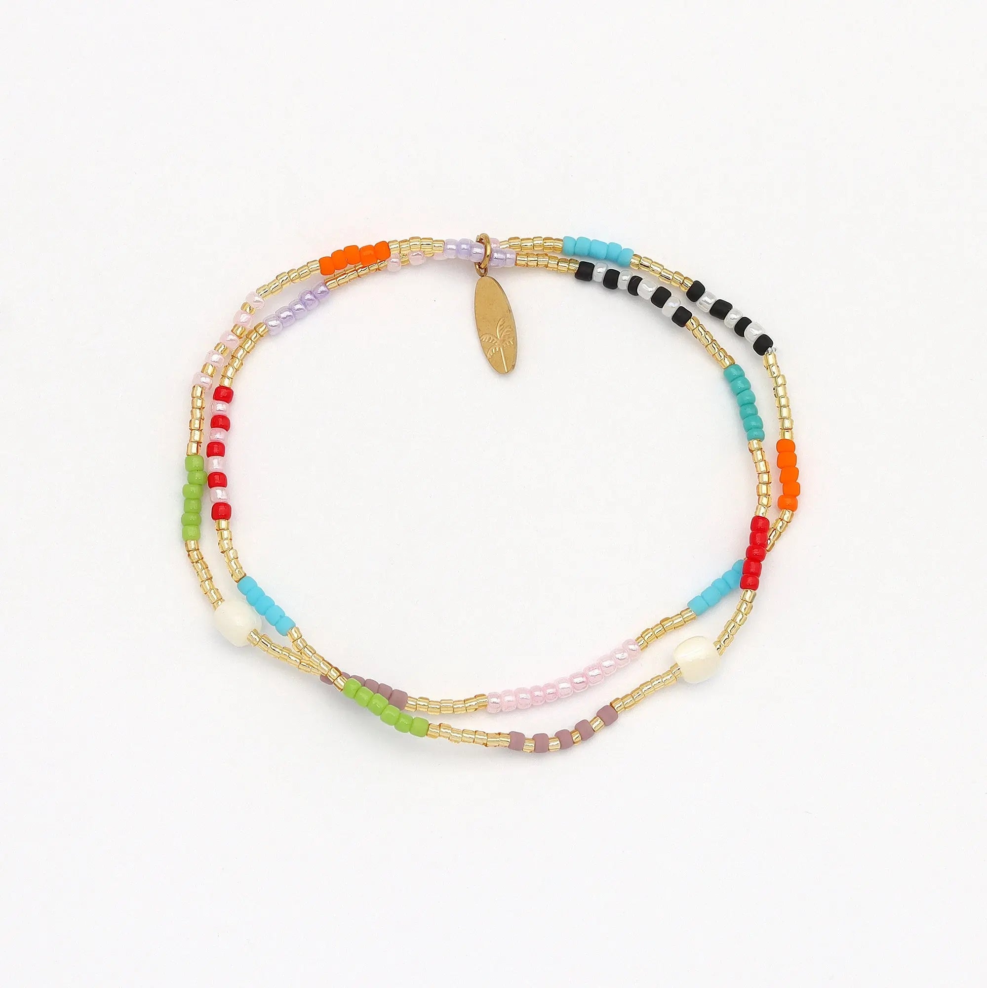 Pineapple Island Halcyon Turquoise and Shell Bracelet Trio Set - White/Turquoise/Multi