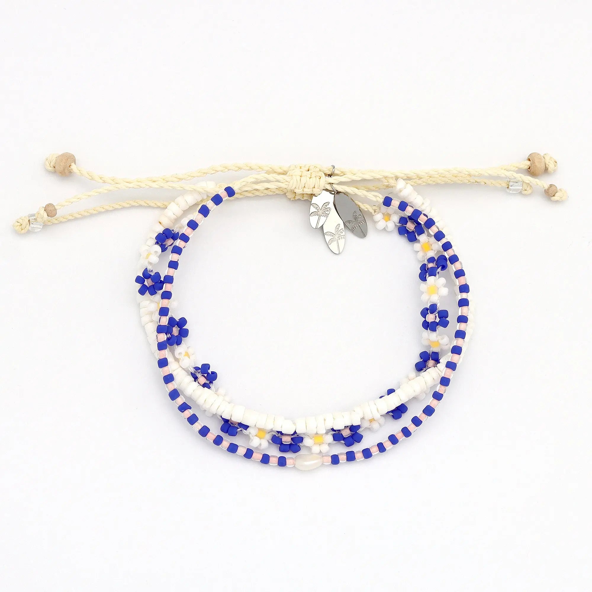 Pineapple Island  Forget Me Not Bracelet Trio Set - Blue/White