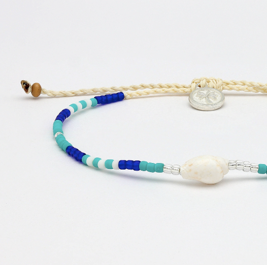 Pineapple Island Mauna Loa Shell Bracelet - Blue/Shell