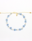 Pineapple Island Mohala Flower Beaded Anklet - Blue/White