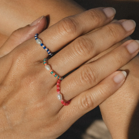 Pineapple Mutiara Stretchy Pearl Bead Rings - Multi colours