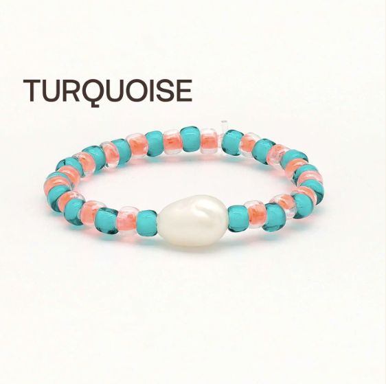 Pineapple Mutiara Stretchy Pearl Bead Rings - Multi colours