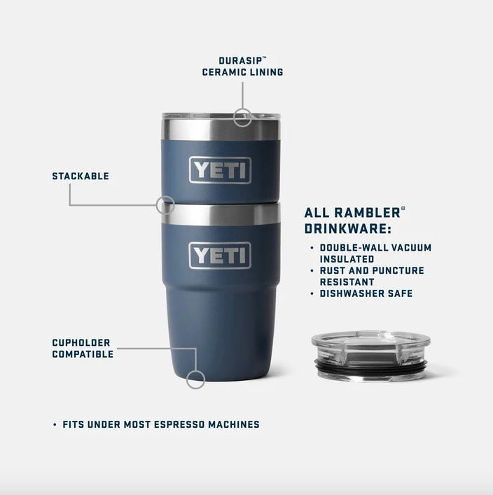Yeti Rambler 8oz (237 ml) Stackable Cup With DuraSip™ Ceramic Lining - Cape Taupe