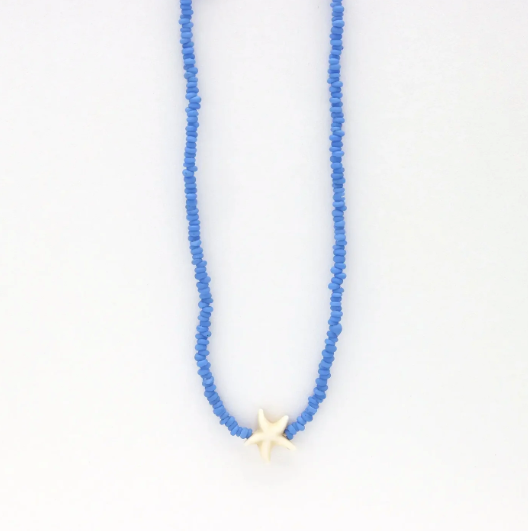 Pineapple Island Tidepool Starfish Beaded Necklace - Blue