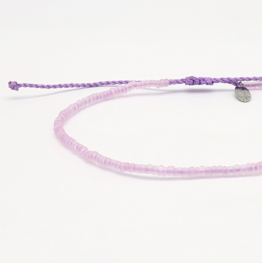 Pineapple Island Wailele Frosted Glass Beaded Anklet - Purple