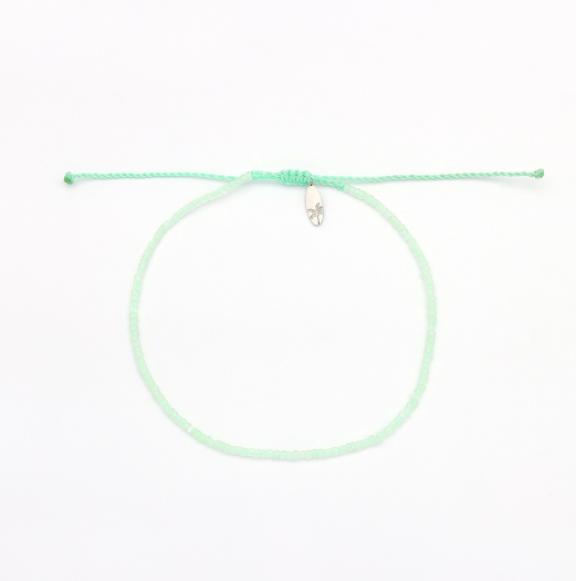 Pineapple Island Wailele Frosted Glass Beaded Anklet - Green