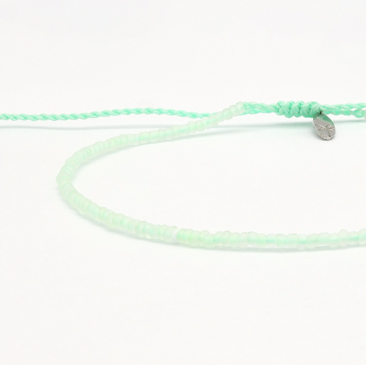 Pineapple Island Wailele Frosted Glass Beaded Anklet - Green