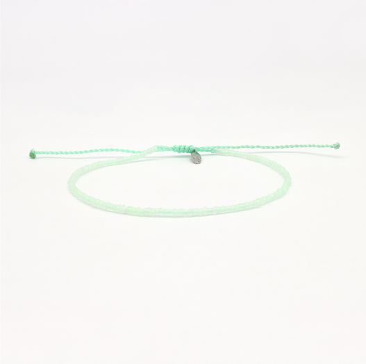 Pineapple Island Wailele Frosted Glass Beaded Anklet - Green