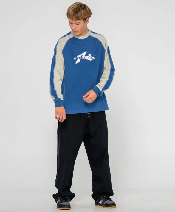 Rusty Mens Fade-R Long Sleeve T-Shirt - Atlantic Blue