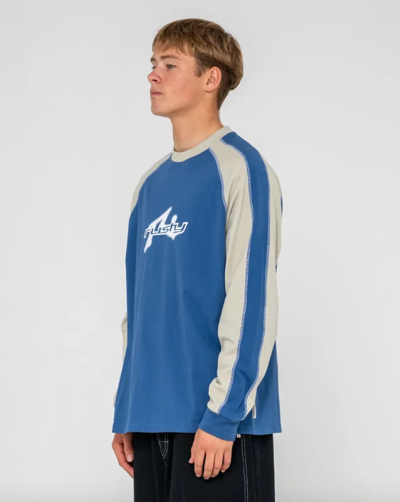 Rusty Mens Fade-R Long Sleeve T-Shirt - Atlantic Blue