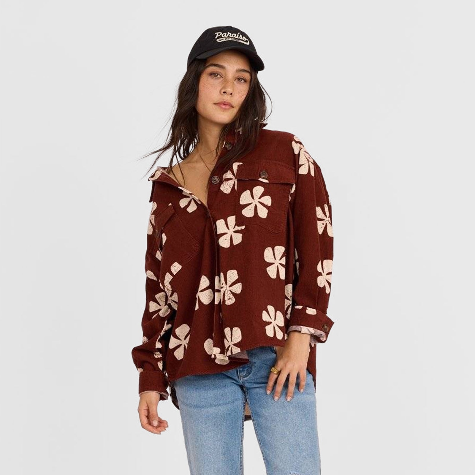 Sisstr Evolution Lush Palms Woven Shirt - Mahogany