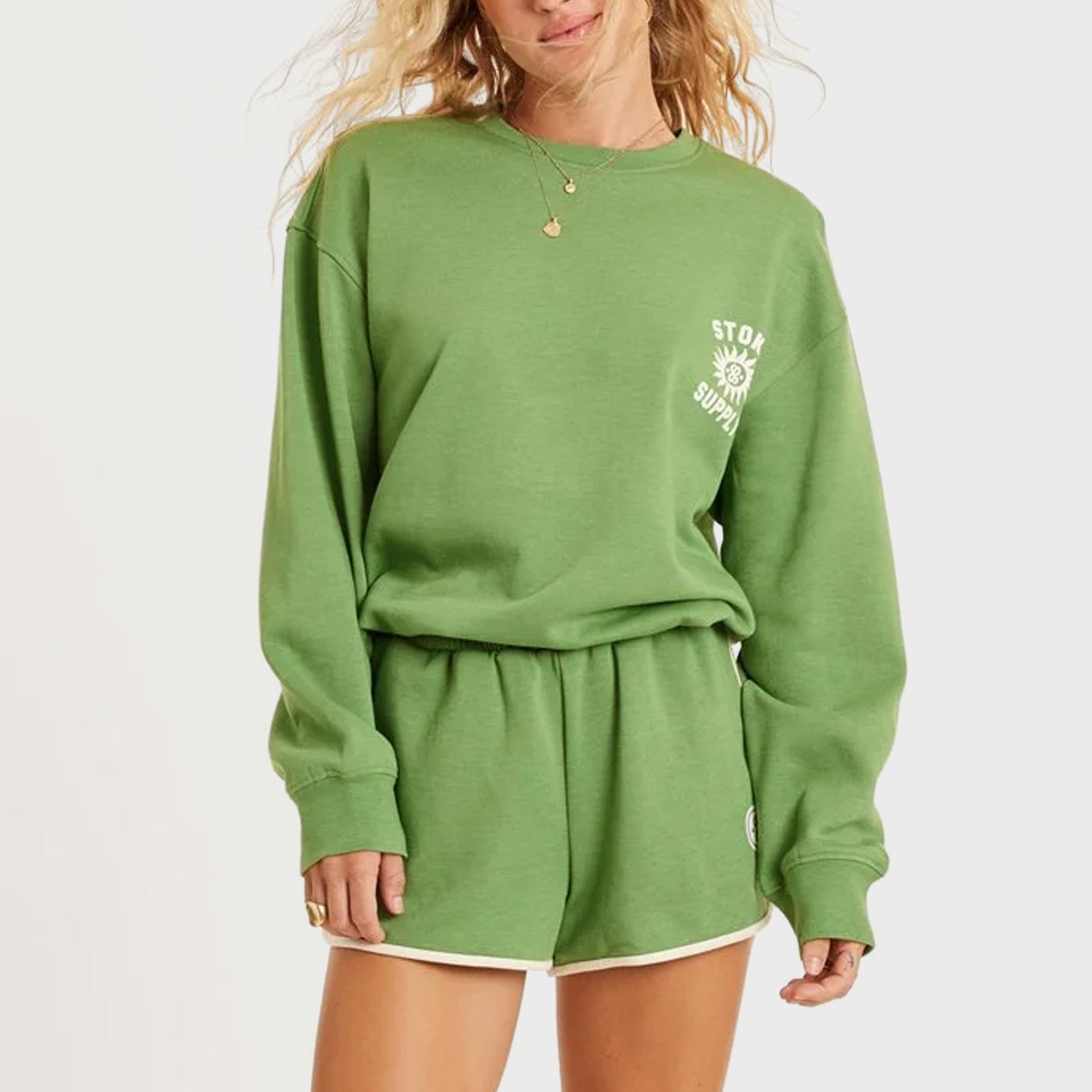 Sisstr Evolution Lucia Long Sleeve Fleece Crew - Palm