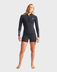 C-Skins Solace 1/5 Womens Flatlock Long Sleeve Top - Anthracite/Coral/Black - ManGo Surfing