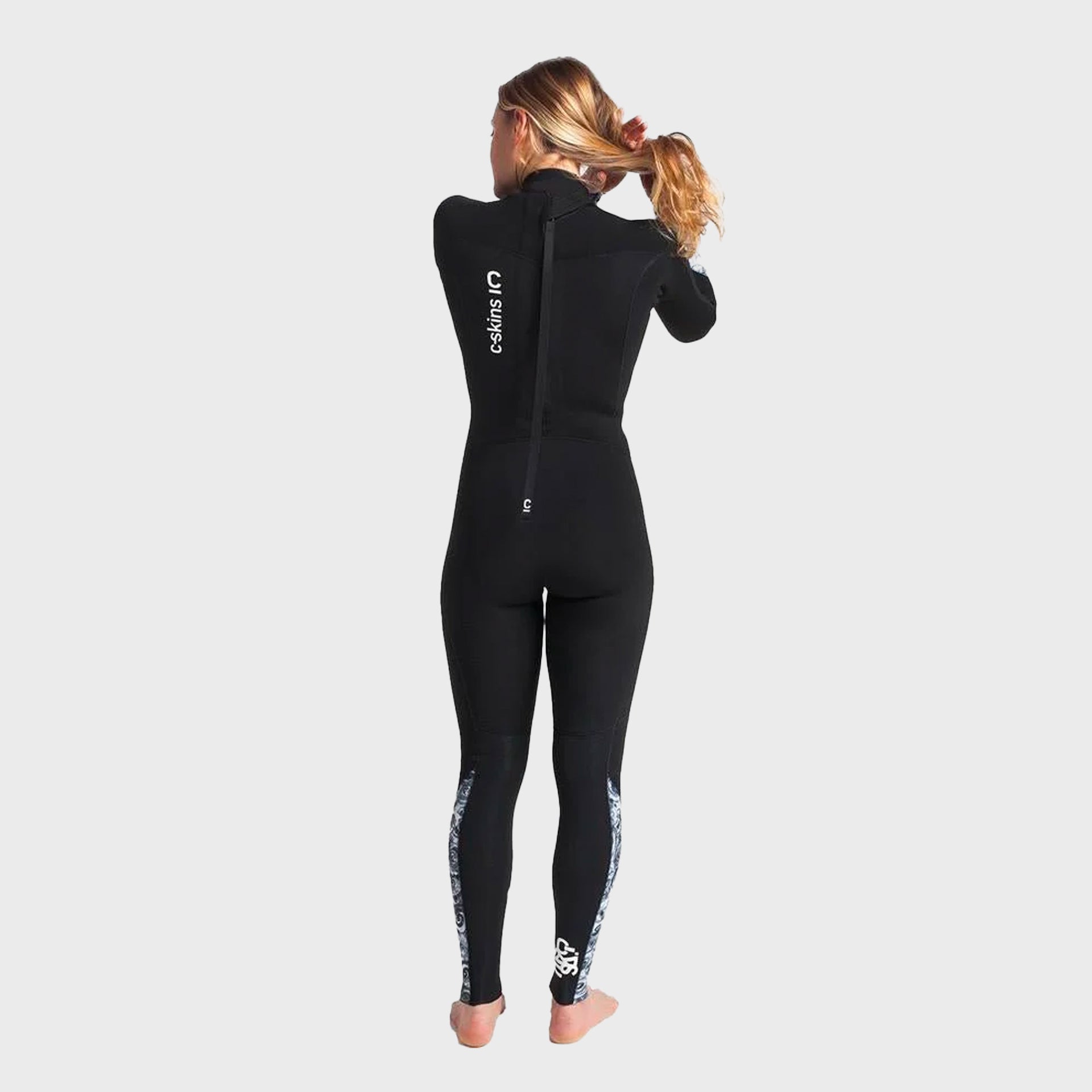 C-Skins Solace 5/4/3mm Womens GBS Back Zip Wetsuit - Anthracite/Mono Shells/Ice Blue - ManGo Surfing