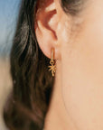 Pineapple Island Palima Tree Charm Waterproof Earrings - Gold