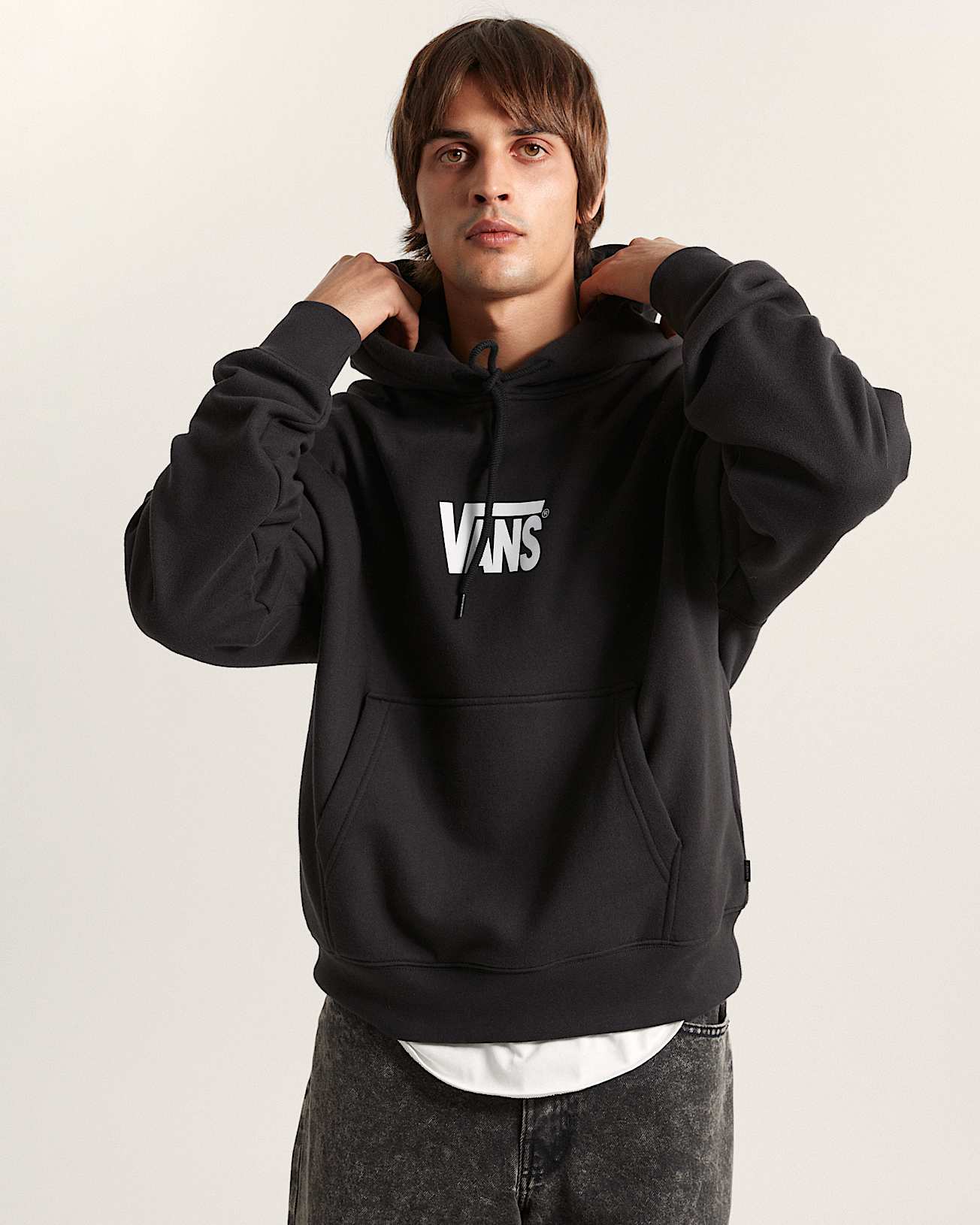 Vans Mens Stretch Logo Pullover Hoodie - Black